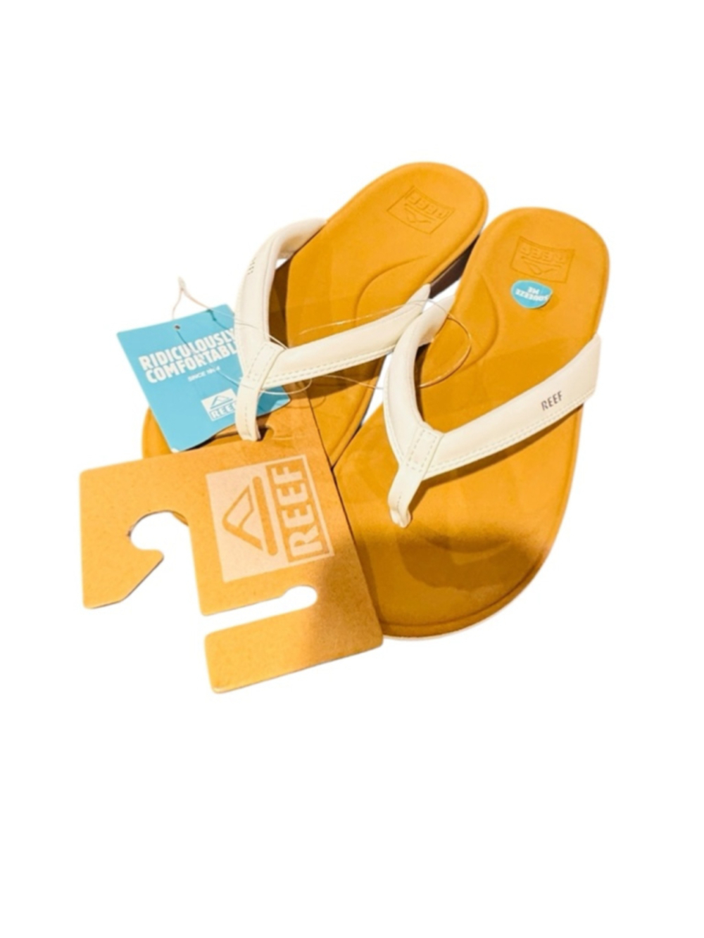 Women's Reef Cushion Cloud Tan White Flip Flop Sandals Size 11